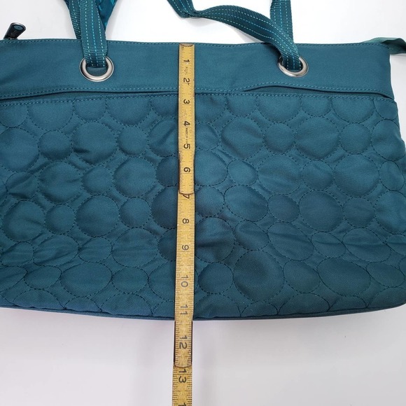 Thirty One Vary You Versatile Bag Tote Teal Blue Quilted Dots - Picture 9 of 10